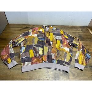 Alan Stuart Shirt Mens Multicolor Abstract Art Pullover Short Sleeve Banded XL